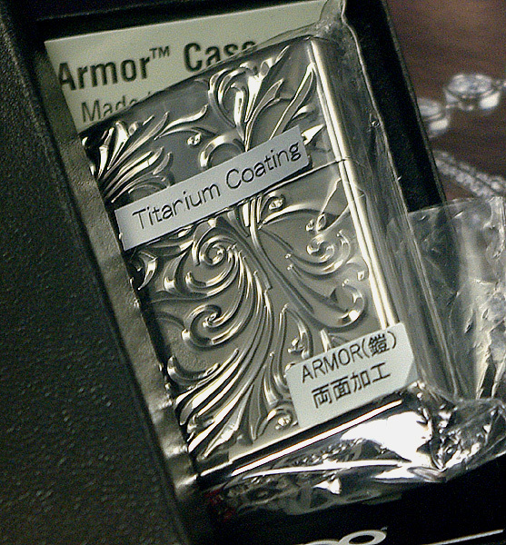 【ZIPPO】アーマー アラベスク 深彫 ボタニカル シルバーチタン/ネコポス