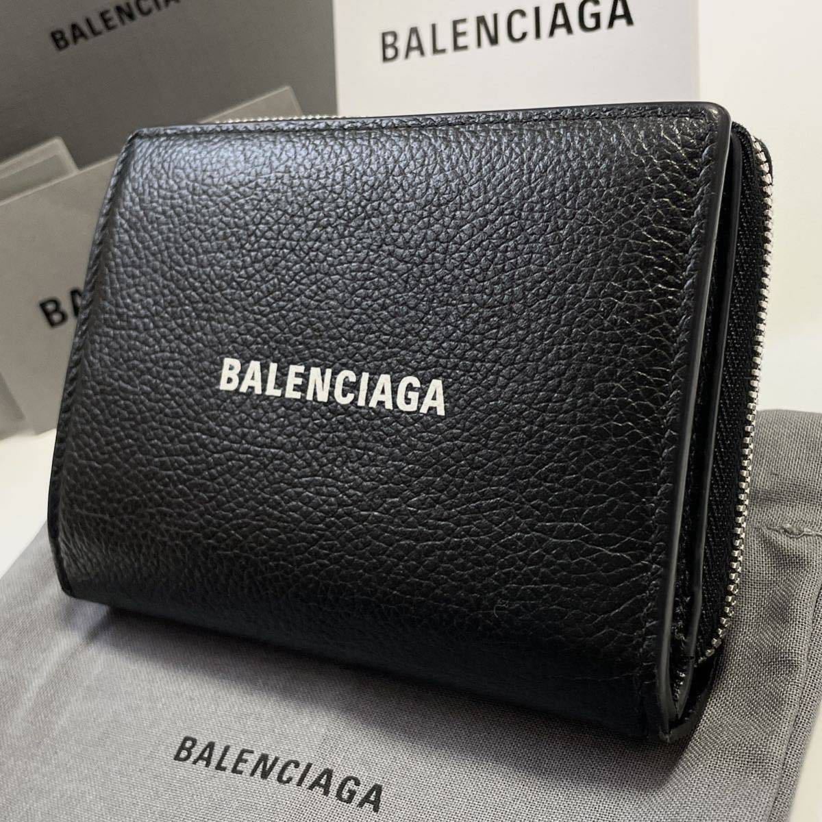 ☆BALENCIAGA バレンシアガ 二つ折り 財布 レザー ブラック 黒 メンズ