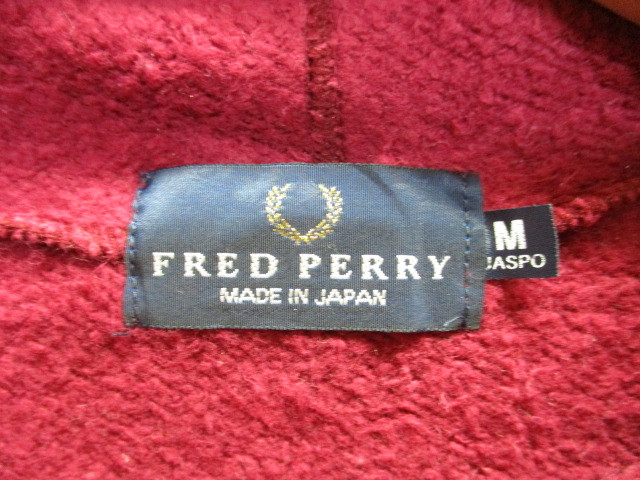フレッドペリー　90sヴィンテージ　ビッグロゴ刺繍パーカー　メンズM　スウェットパーカー フーディージャケット　ジャージトップ　10051_画像2