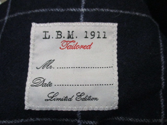 L.B.M.1911 エルビーエム1911　ウールジャケット メンズ48 イタリア製ウールブレザー 紺チェック柄ウールコート テーラードジャケット10132_画像4