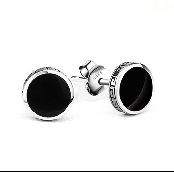< free shipping 84 jpy > men's earrings fashion black onyx Korea great popularity S22