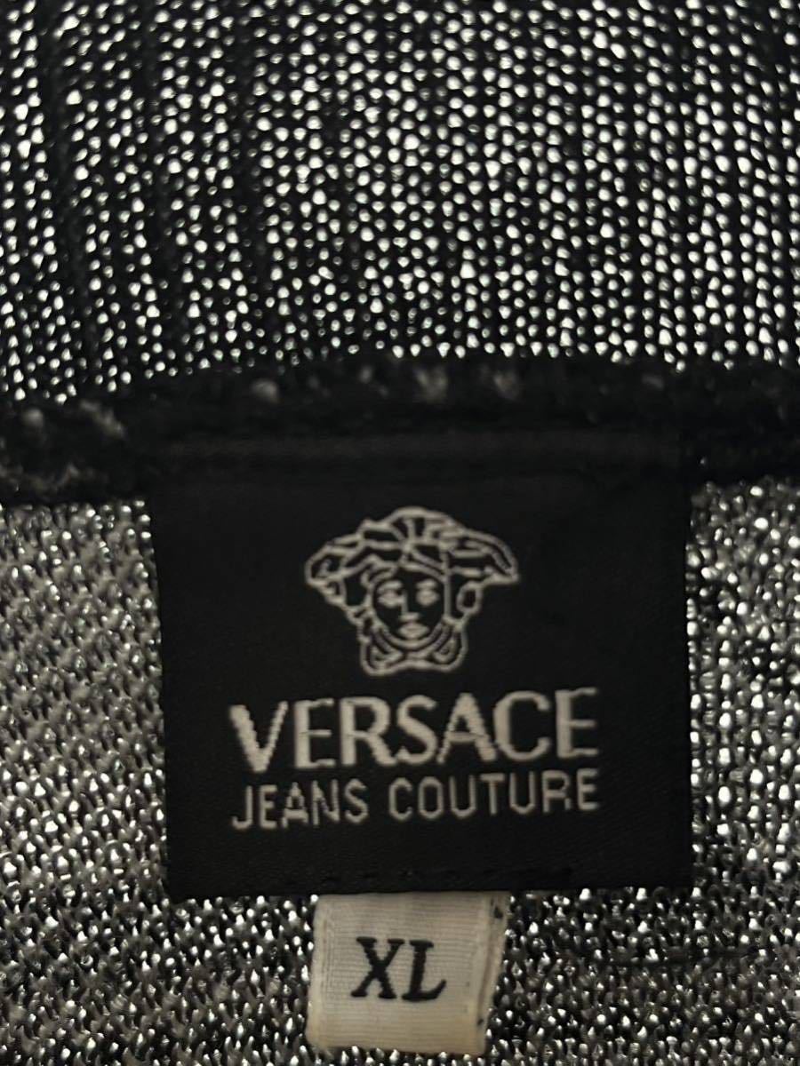 ヴェルサーチジーンズ VERSACE JEANS COUTURE ニット セーター 長袖 総柄 タートルネック ウール レーヨンXL 黒 ブラック _画像5