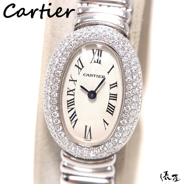 [ Cartier ] Mini Baignoire бриллиантовая оправа 750 K18WG превосходный товар женские наручные часы Cartier Baignoire. магазин 