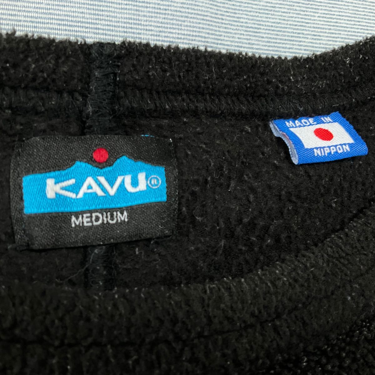 KAVU カブー　フリース　シャツ　スウェット　M ワンポイント　胸ポケット　黒　ブラック　アウトドア　キャンプ　フェス　日本製