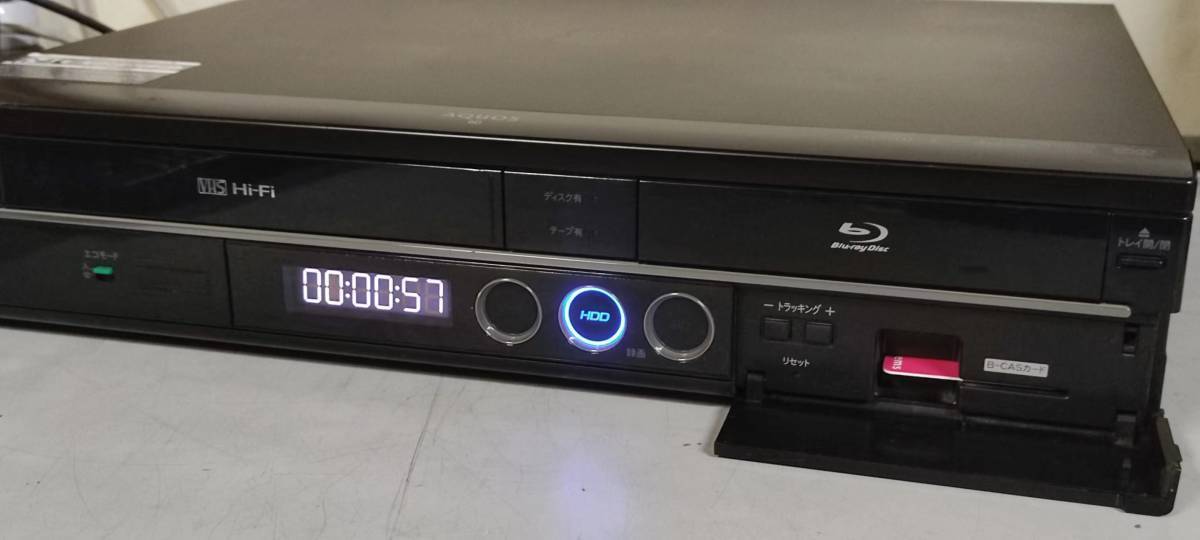 SHARP 「BD-HDV22」 VHS一体型ビデオデッキ HDD/DVD/ブルーレイレコーダー、ダビング10 リモコン HDMI 付 【 動作保証 】 2008年製 5498_画像2
