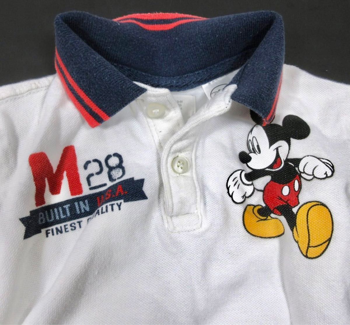 男の子 半袖 ポロシャツ2点セット H&M 110ｃｍ★ボーダー柄＆ミッキーマウス キッズ 子ども 中古★新品 マスクポーチ付き