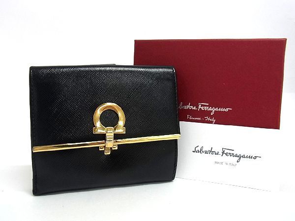 1円 □美品□ Salvatore Ferragamo フェラガモ ガンチーニ レザー 二