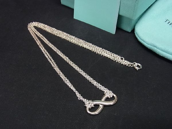 ■新品同様■ TIFFANY＆Co ティファニー インフィニティ SV925 ダブルチェーン ネックレス ペンダント アクセサリー シルバー系 AQ7487