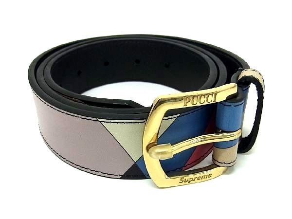 # new goods # unused # EMILIO PUCCI Emilio Pucci Supreme collaboration leather belt men's lady's multicolor AQ7374