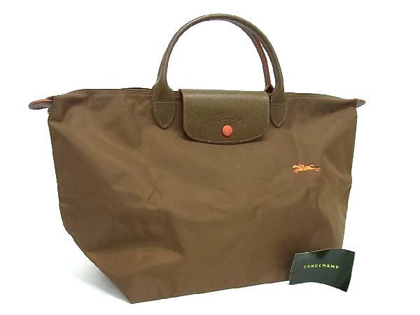 1円 ■新品■未使用■ LONGCHAMP ロンシャン ル・プリアージュ クラブ ナイロン×レザー ハンドバッグ トートバッグ カーキ系 AR9033_画像1