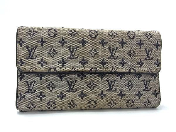 1円 LOUIS VUITTON ルイヴィトン M92242 モノグラムミニ ポルト トレゾール インターナショナル 長財布 ウォレット ネイビー系 CC0460_画像1