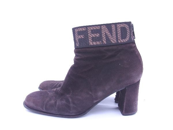 FENDI フェンディ スエード ヒール ブーティ ショートブーツ 表記サイズ38(約25.0cm) 靴 シューズ レディース ブラウン系 DD2510_画像2