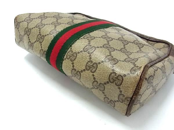 1円 GUCCI グッチ GG柄 シェリーライン PVC×レザー セカンドバッグ クラッチバッグ メンズ ブラウン系 CB0780_画像3