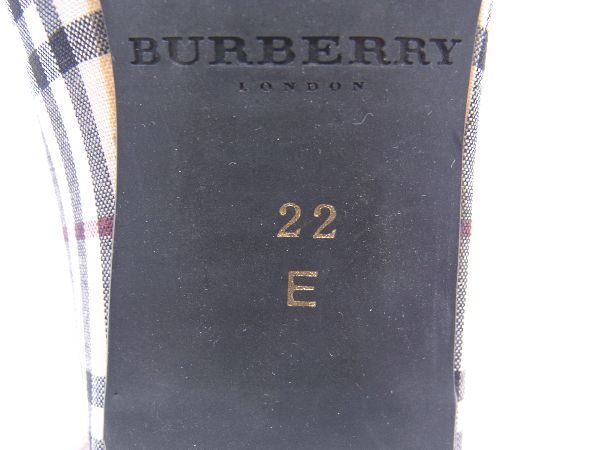 BURBERRY バーバリー ノバチェック キャンバス ヒール オープントゥ パンプス 表記サイズ22 靴 シューズ レディース ベージュ系 DD3137_画像6