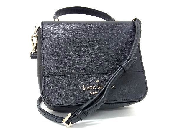 1円 kate spade ケイトスペード K7342 ステイシー スクエア レザー 2WAY ハンドバッグ ショルダー 斜め掛け レディース ブラック系 AR9664_画像1