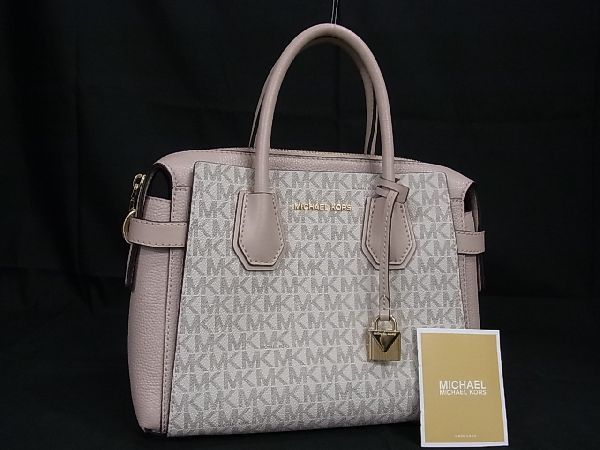 1円 ■美品■ MICHAEL KORS マイケルコース 30S9GM9S1B MK柄 レザー ハンドバッグ トート レディース ピンク系 AR9764_画像1