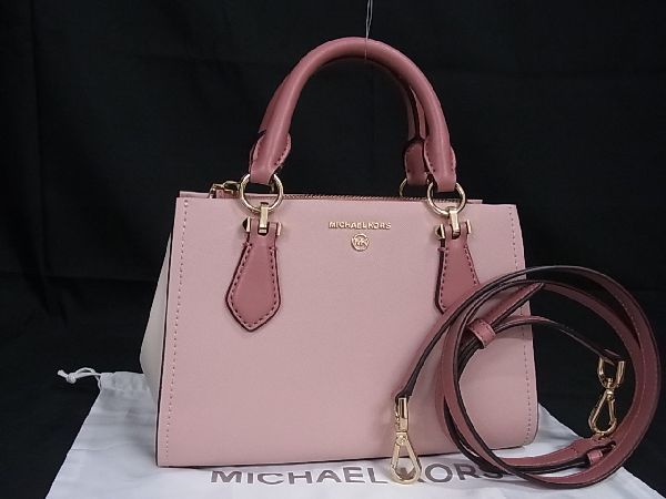 1円 ■美品■ MICHAEL KORS マイケルコース レザー 2WAY クロスボディ ハンドバッグ ショルダー 斜め掛け レディース ピンク系_画像1