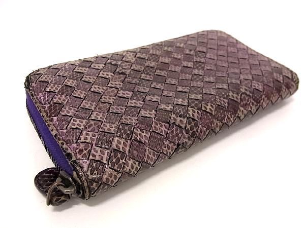 1円 ■極上■本物■ BOTTEGA VENETA ボッテガヴェネタ イントレチャート アイヤーズ パイソン ラウンドファスナー 長財布 AP9400_画像2