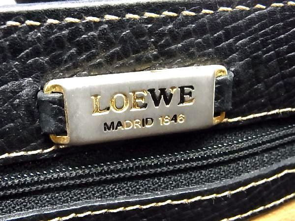 1円 LOEWE ロエベ レザー ショルダーバッグ クロスボディ 斜め掛け レディース ブラック系 AQ8742_画像6