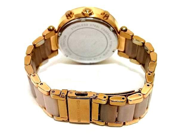 ■不動品■美品■ MICHAEL KORS マイケルコース SS クォーツ 10気圧防水 ラインストーン 腕時計 ウォッチ ゴールド系×ピンク系 DD2033_画像3