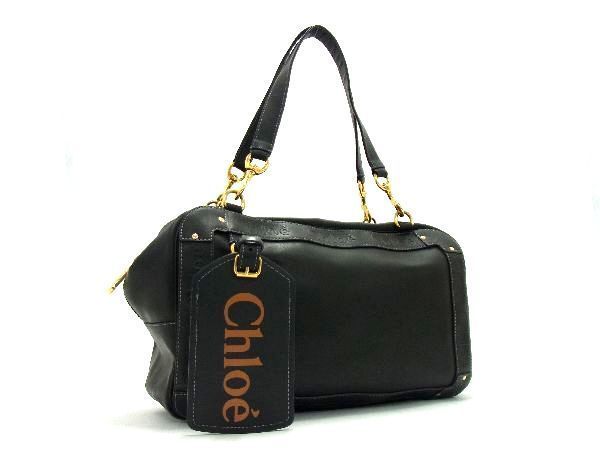 1円 ■極美品■ Chloe クロエ エデン レザー ハンドバッグ トートバッグ ショルダーバッグ 肩掛けかばん レディース ブラック系 AQ4898_画像1