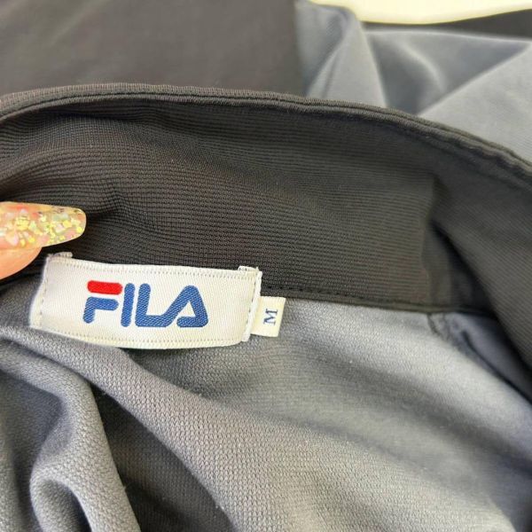 FILA フィラ　チュニック　ポロシャツ　袖折り返し　ライン　M_画像4