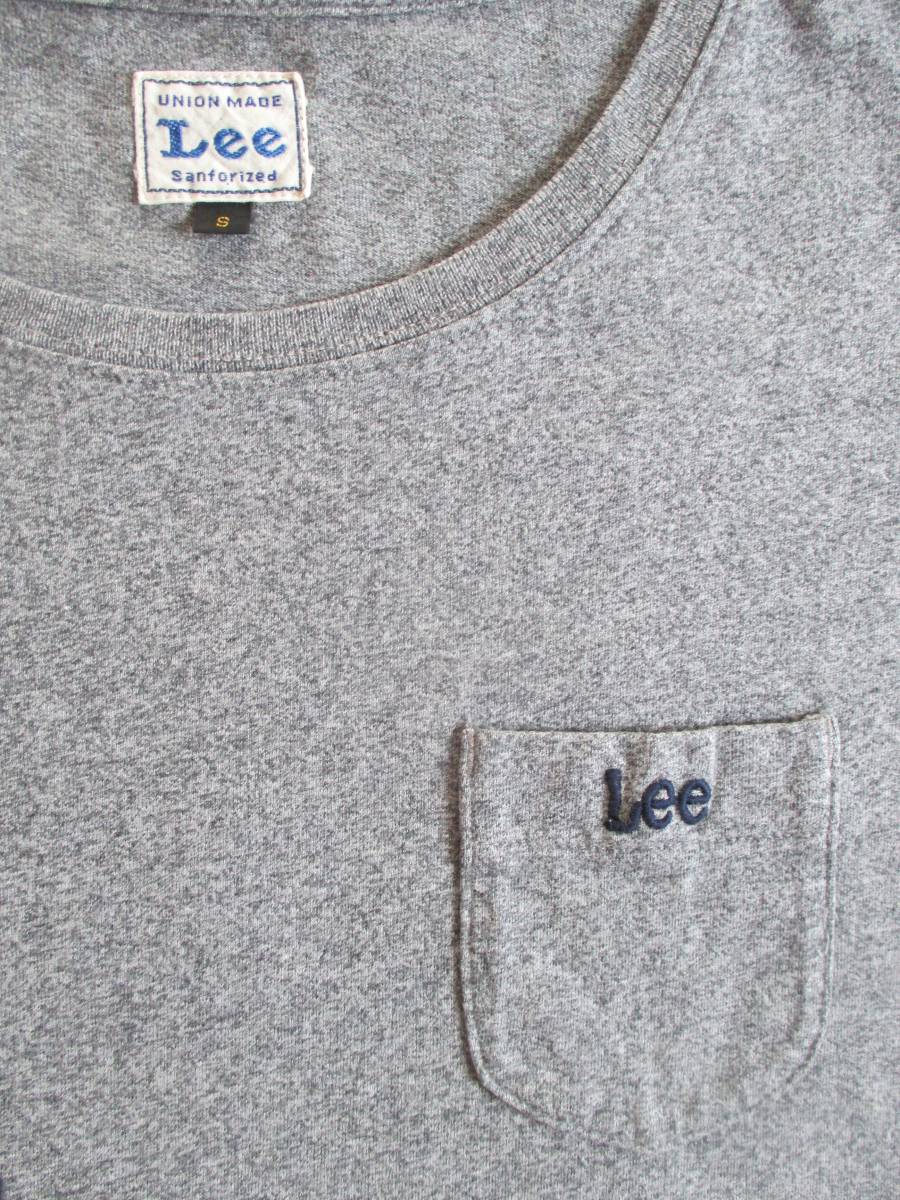 送料180円 Lee 半袖 ワンポイント ロゴ ポケットTシャツ 杢グレー S 身幅46cm リー Tシャツ グレー_画像2