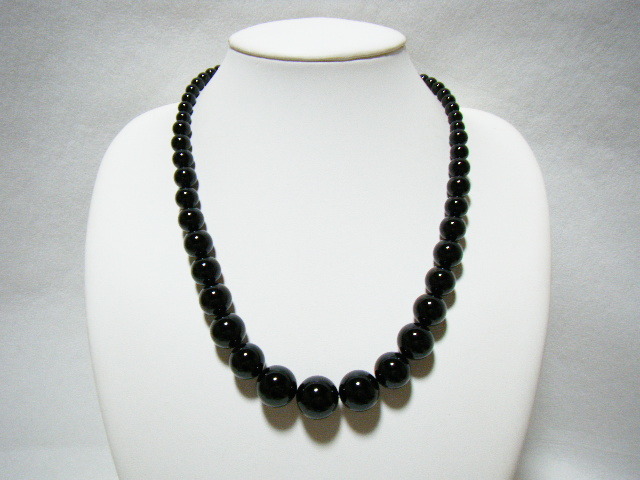 ★ネックレス オニキス？ 6.7mm～16mm 留具 SILVER 50cm ブラック 黒 グラデーションタイプ【PD6】