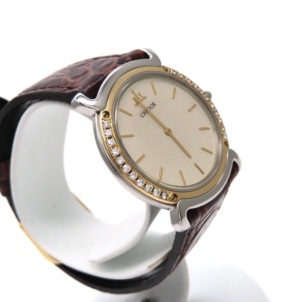 SEIKO】セイコー 時計 'リネアクルバ' ダイヤモンドベゼル コンビ