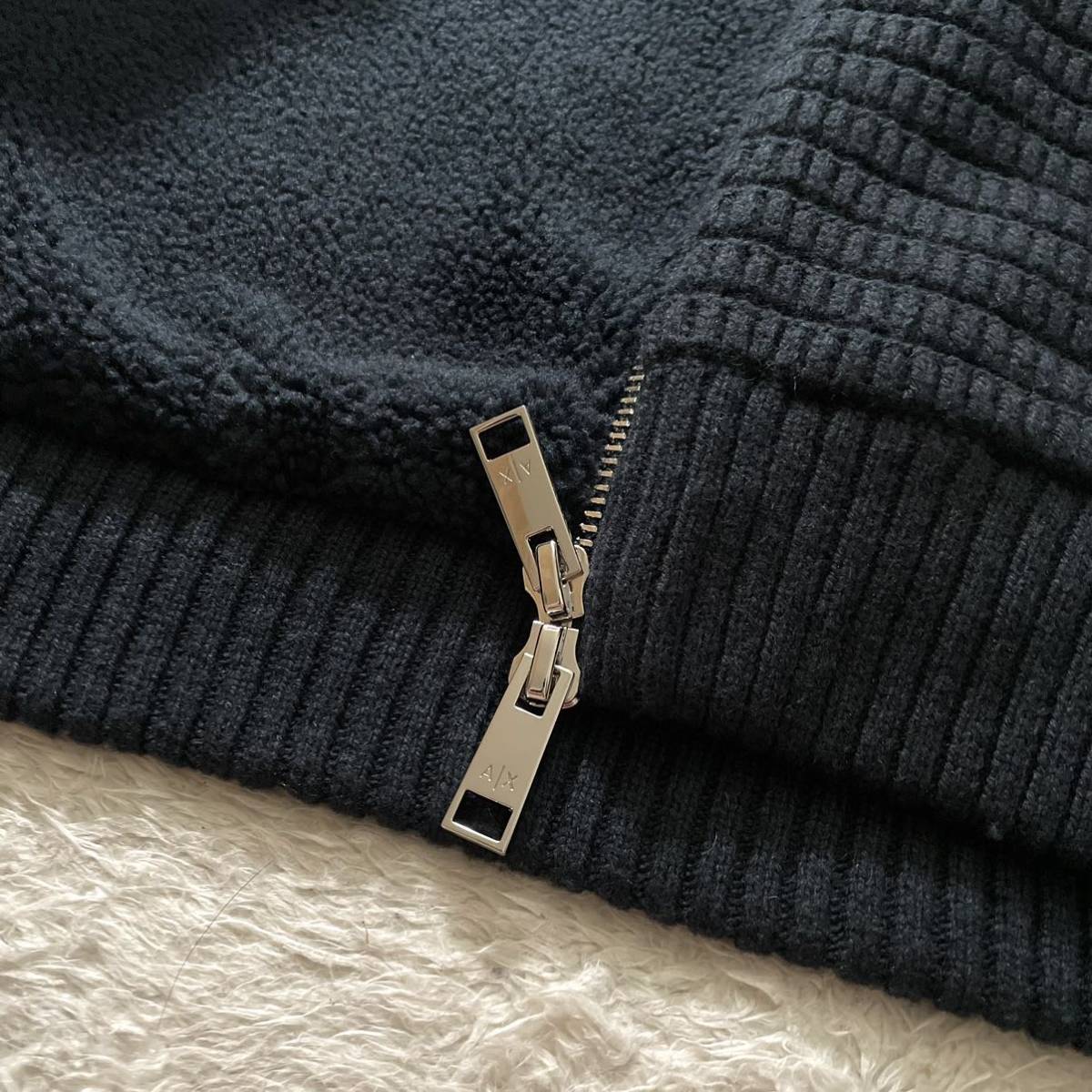 極美品/XL-3L○アルマーニ エクスチェンジ ニット ジップジャケット