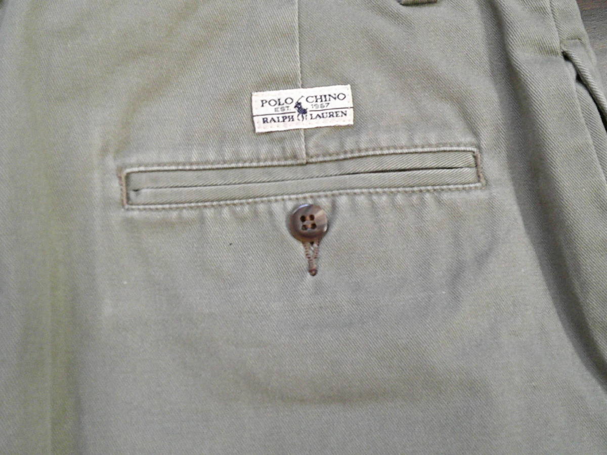 ★ 良品 POLO Ralph Lauren POLO CHINO / ショーツパンツ カーキ / W30(80cm) ★の画像6