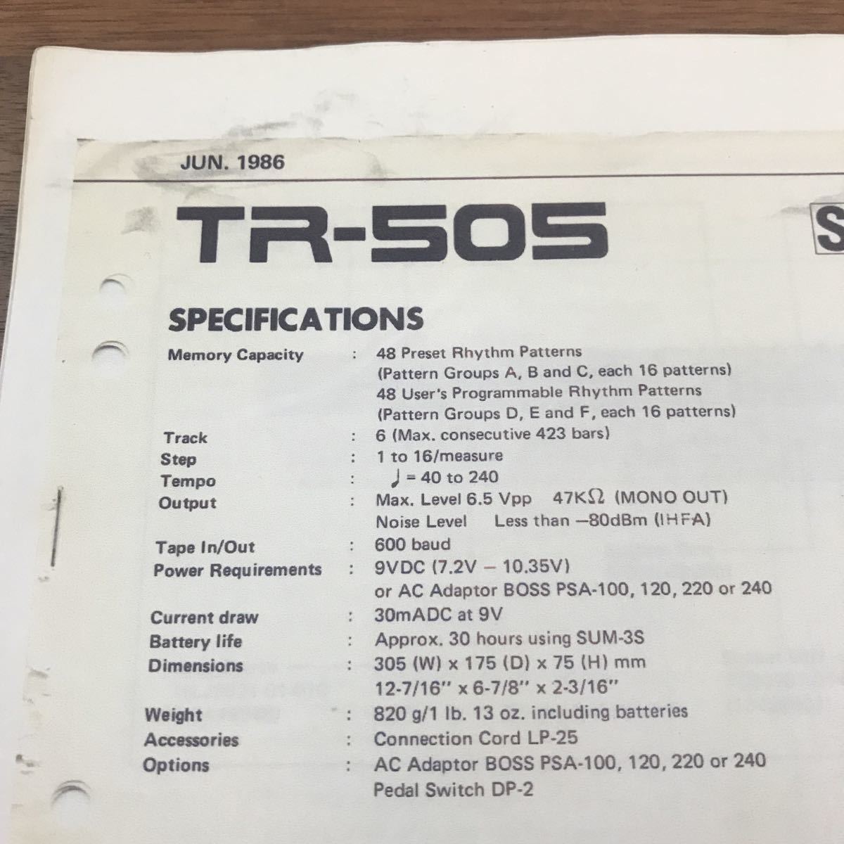 Roland TR-505 owner manual owner's * manual extra attaching 