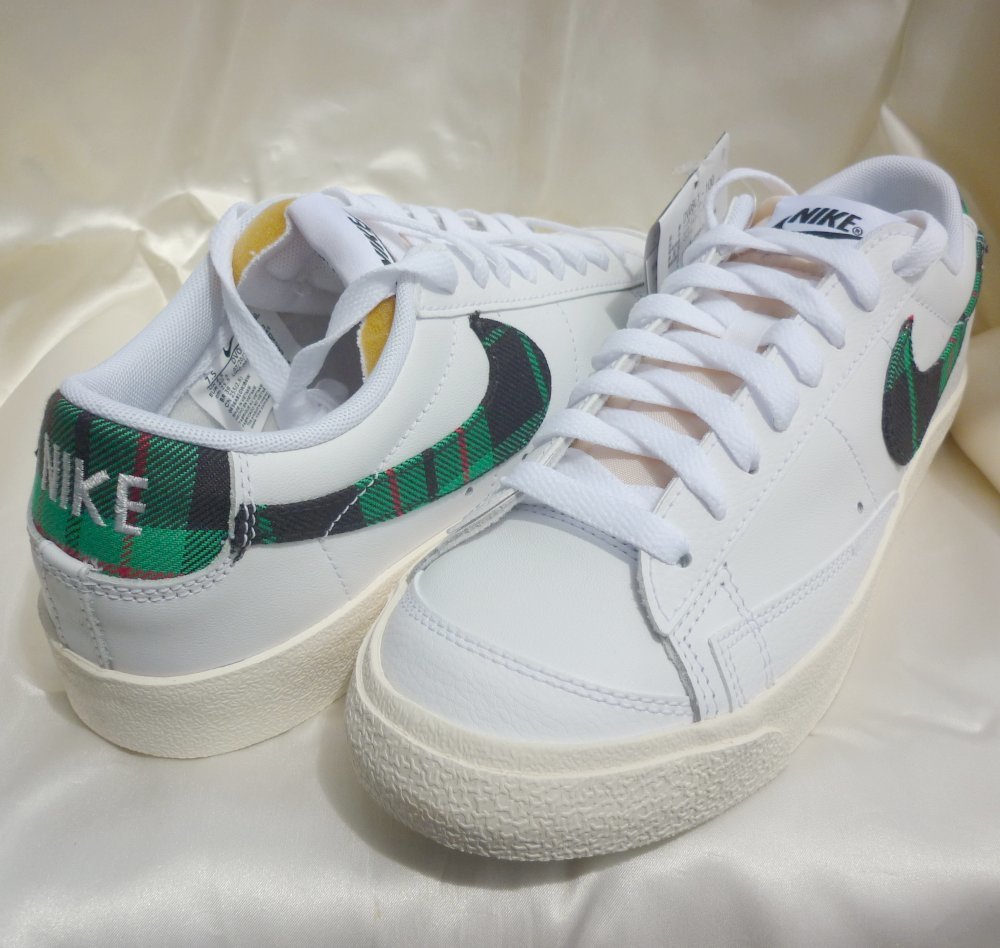 新品送料無料25.5cm★NIKEナイキBlazer Low 77 PRMメンズスニーカー/DV0801-100白タータンチェック_画像2