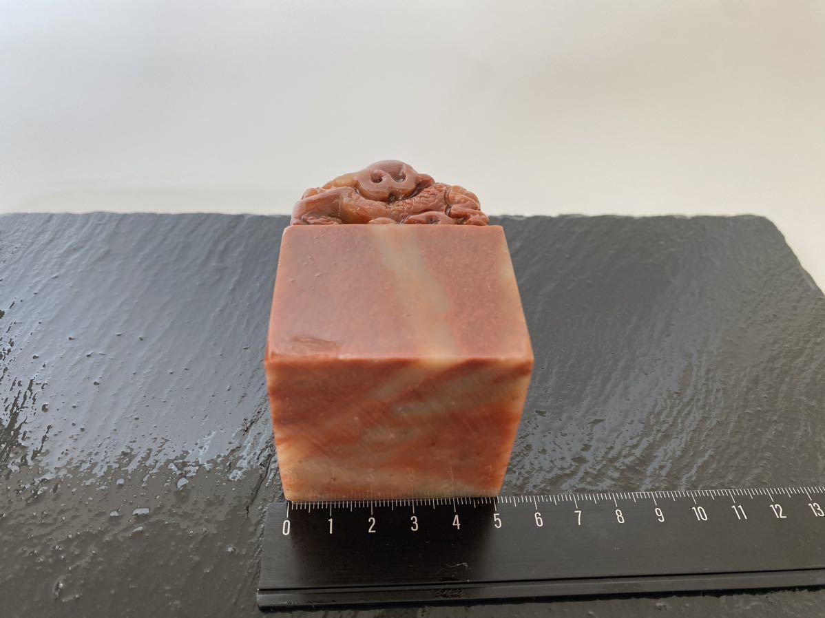 2022新商品 寿山石 紅石 龍 3.5cm角 大材 印材 印石 篆刻 落款 雅号