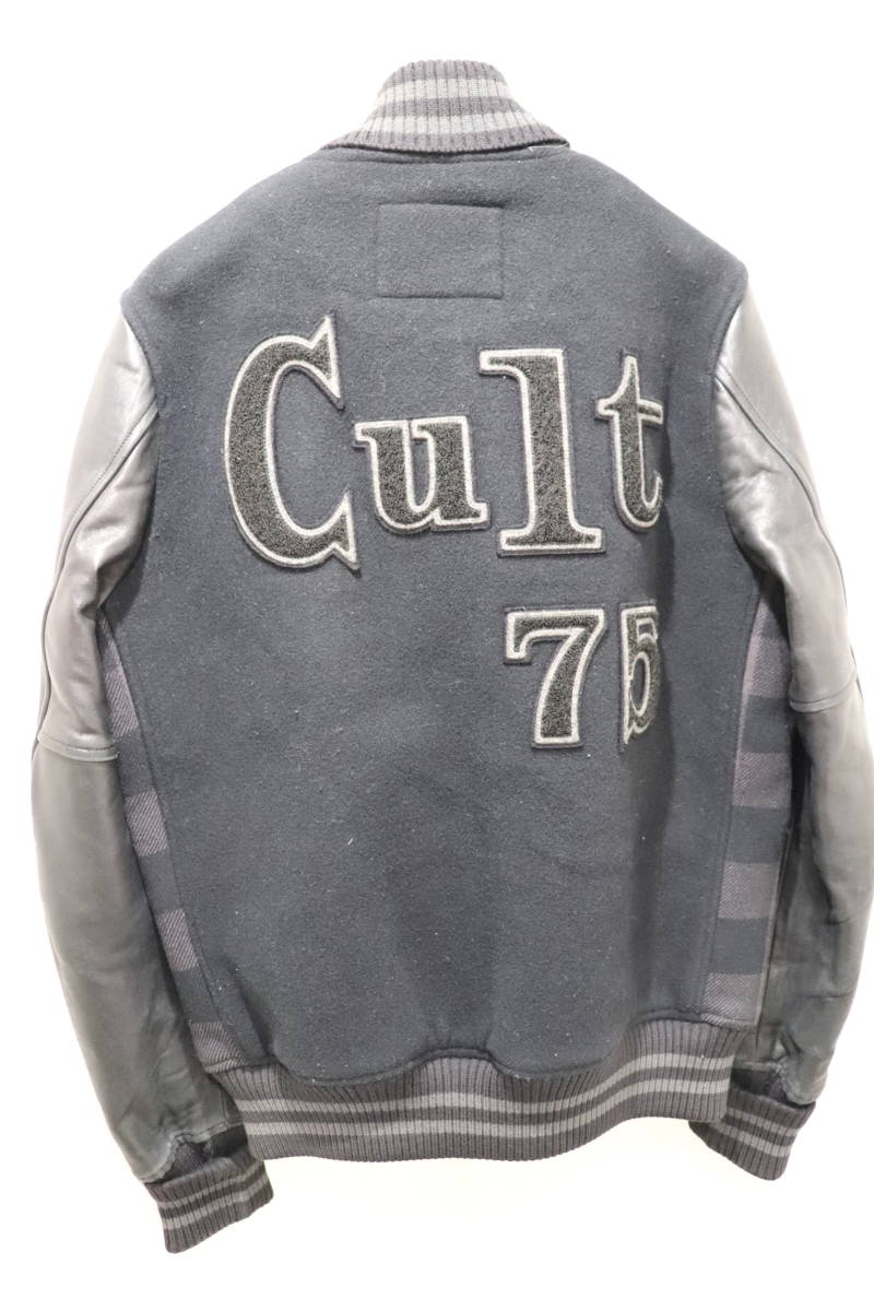 即決 HYSTERIC GLAMOUR ヒステリックグラマー CULT 75 ＆ ガールワッペン 袖レザー チェック切替 スタジャン アワードジャケット メンズ S_画像1