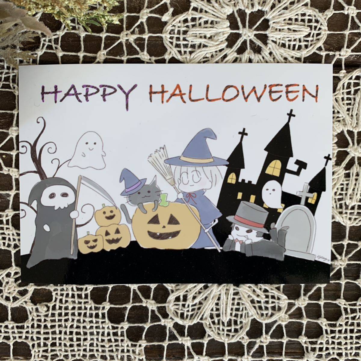 nyago hand-drawn illustrations Halloween original girl illustration . card ... interior hand made autumn 