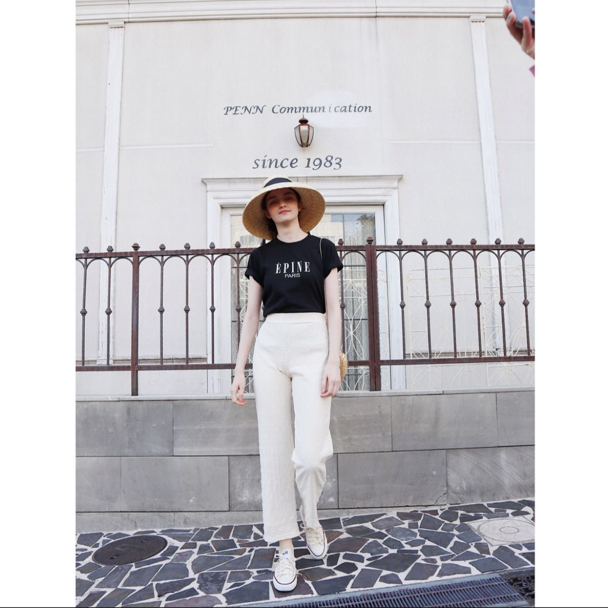 EPINE PARIS embroidery tee black×white エピヌ ロゴTシャツ|PayPay