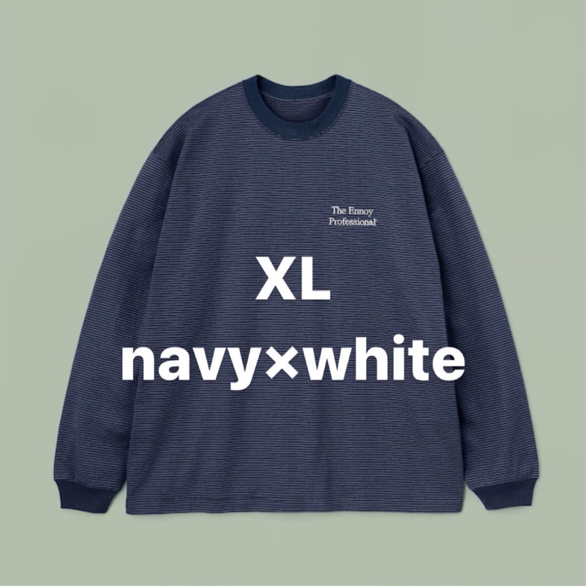 ENNOY L/S BORDER T-SHIRTS NAVY M-