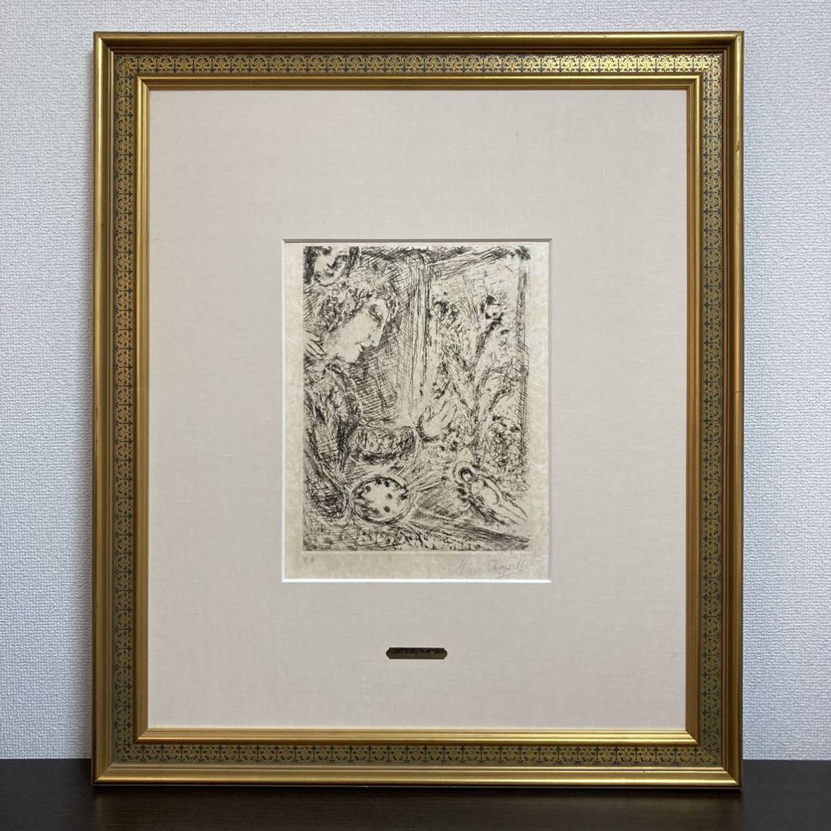 【真作】マルク・シャガール「ノアの生贄」エッチング 直筆サイン 額装 版画 絵画 銅版画