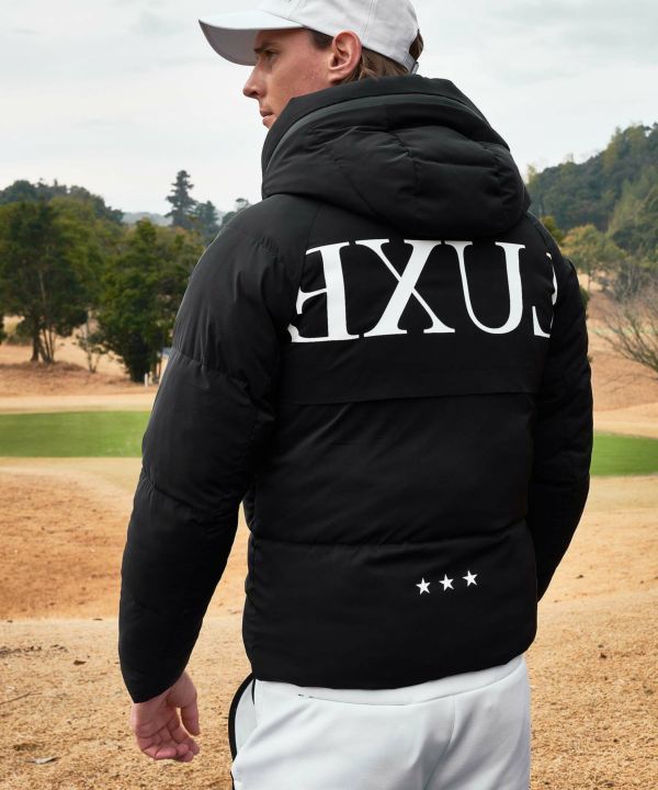 LUXE AKM PLUS リュクス エーケーエム センターロゴ中綿ジャケット メンズ アウター ゴルフ GOLF ブラック 黒 スポーツ ジム M