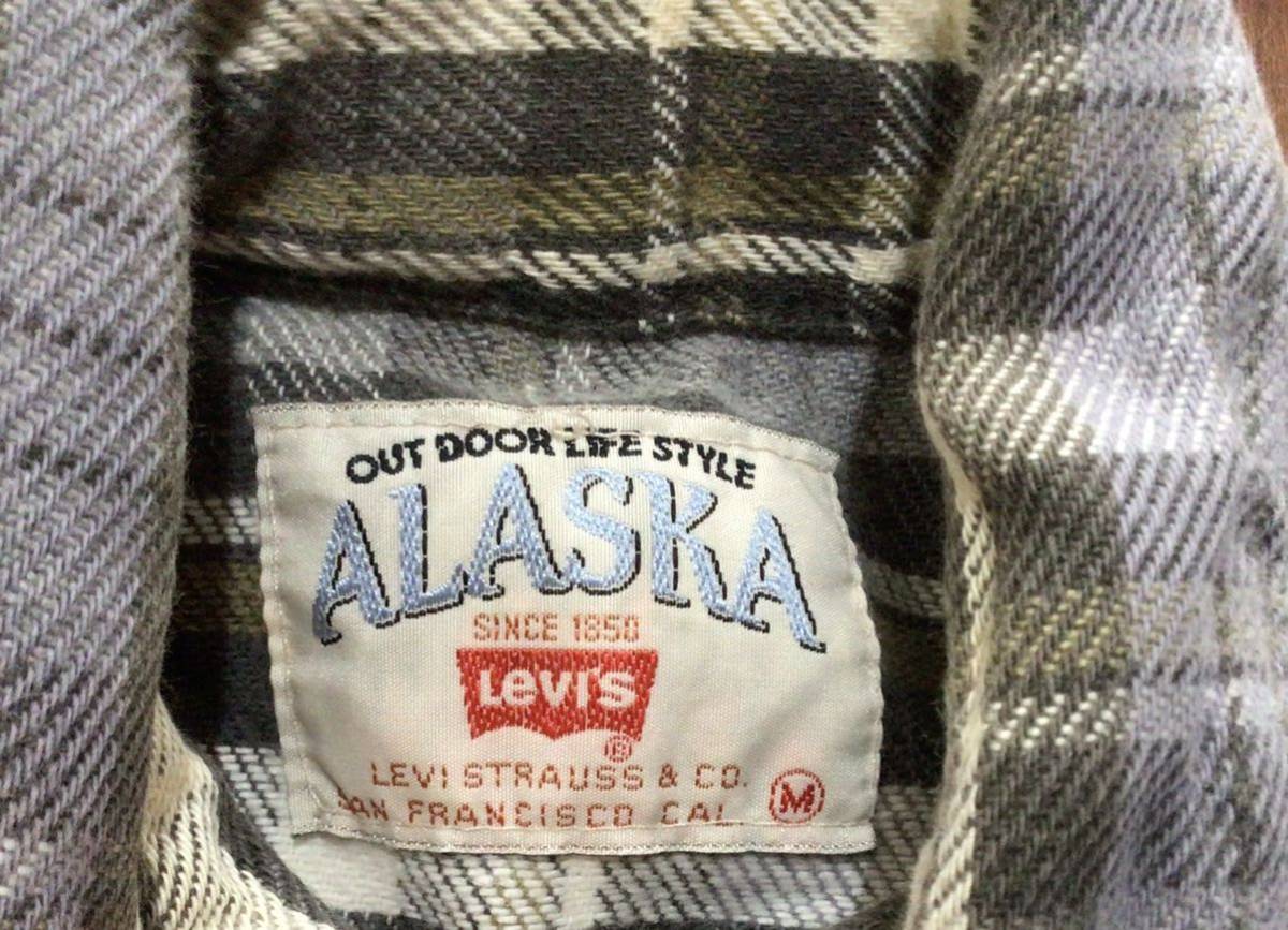 Levi’s ALASKA 長袖 ネルシャツ Mサイズ★リーバイス アラスカ チェック柄 2ポケット グレー 厚手_画像3