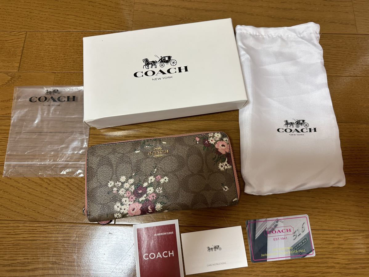 COACH コーチ 長財布 シグネチャー 花柄 レディース 箱付き_画像1