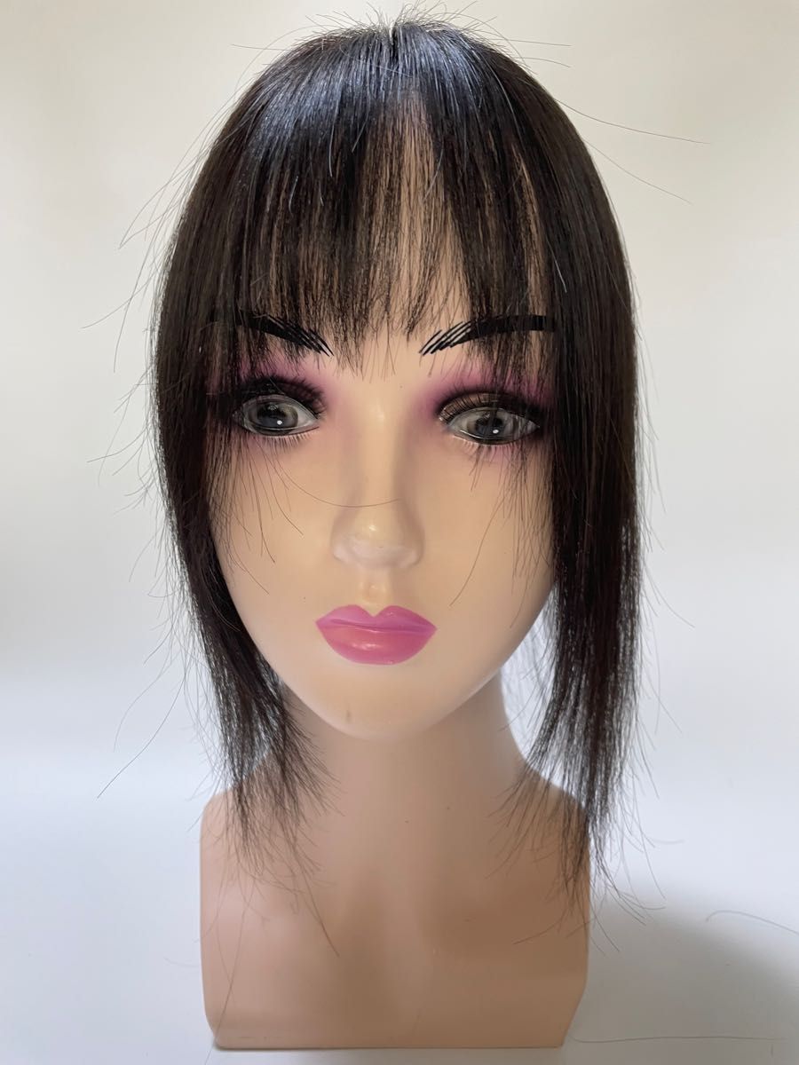 人毛100%部分ウィッグ ヘアピース I型つむじ二重引き抜き超軽量 白髪