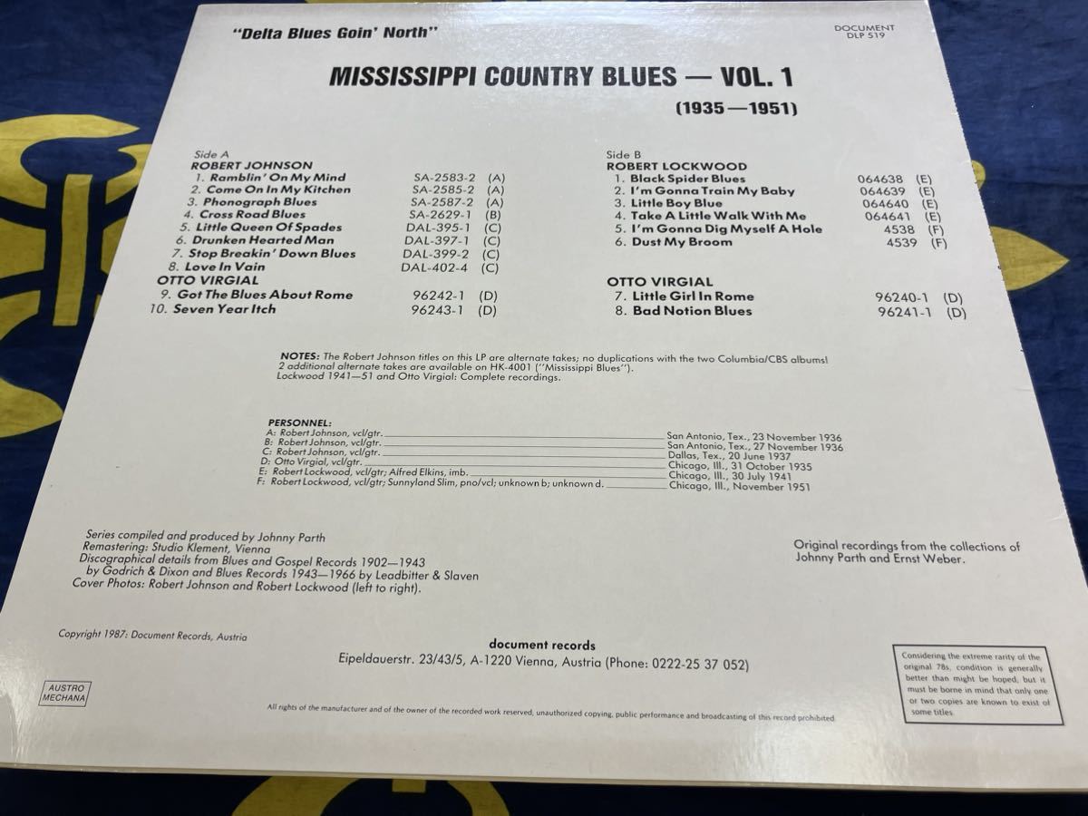 Robert Johnson他★中古LPオーストリア盤「Mississippi Country Blues～Vol.1（1935～51）」_画像2