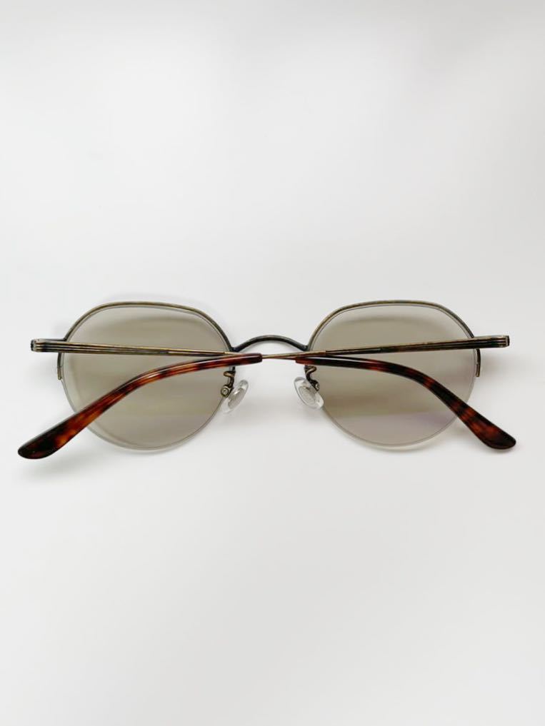 Zoff VINTAGE SUNGLASSES/紫外線カット率99.9%以上 ZO222G01-57E1 ゾフ ボストン型 アンティークゴールド ハーフリム サングラス 良品_画像6