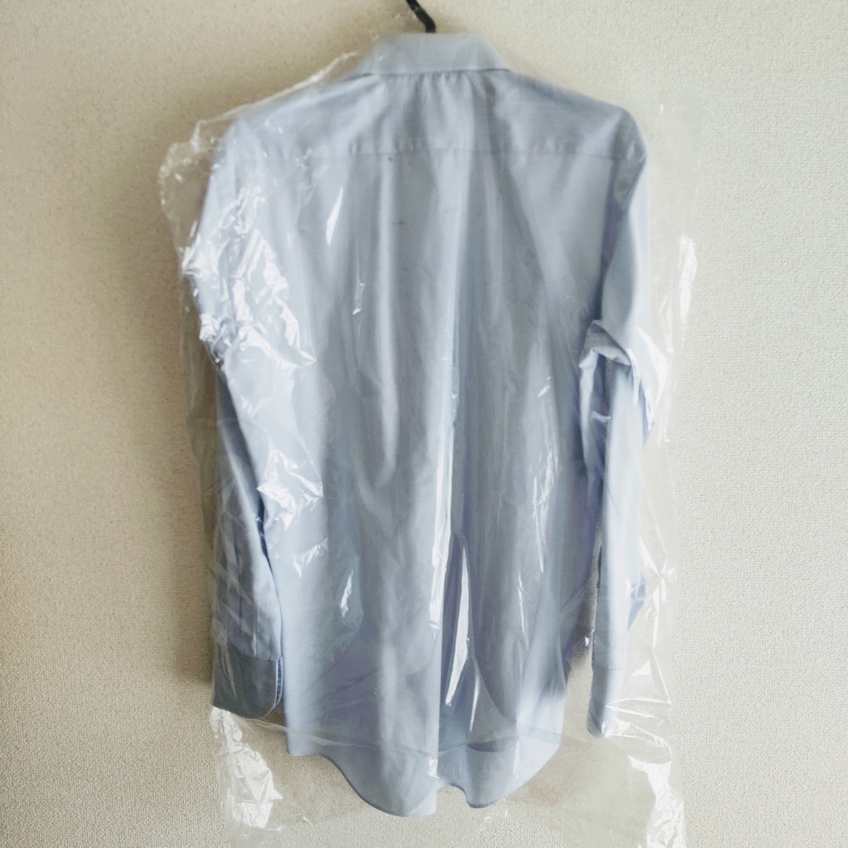 トランスコンチネンツ Yシャツ ワイシャツ L 長袖 シャツ メンズ ブルー 水色 チェック リメイク 使い捨て 結婚式 入学式 出張 格安 難有_画像2