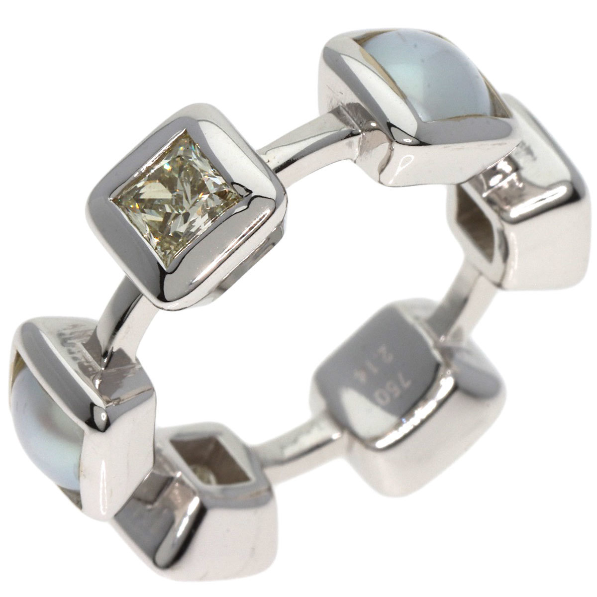 ジュエリー パール 真珠 ダイヤモンド リング・指輪 K18ホワイトゴールド 中古_画像2