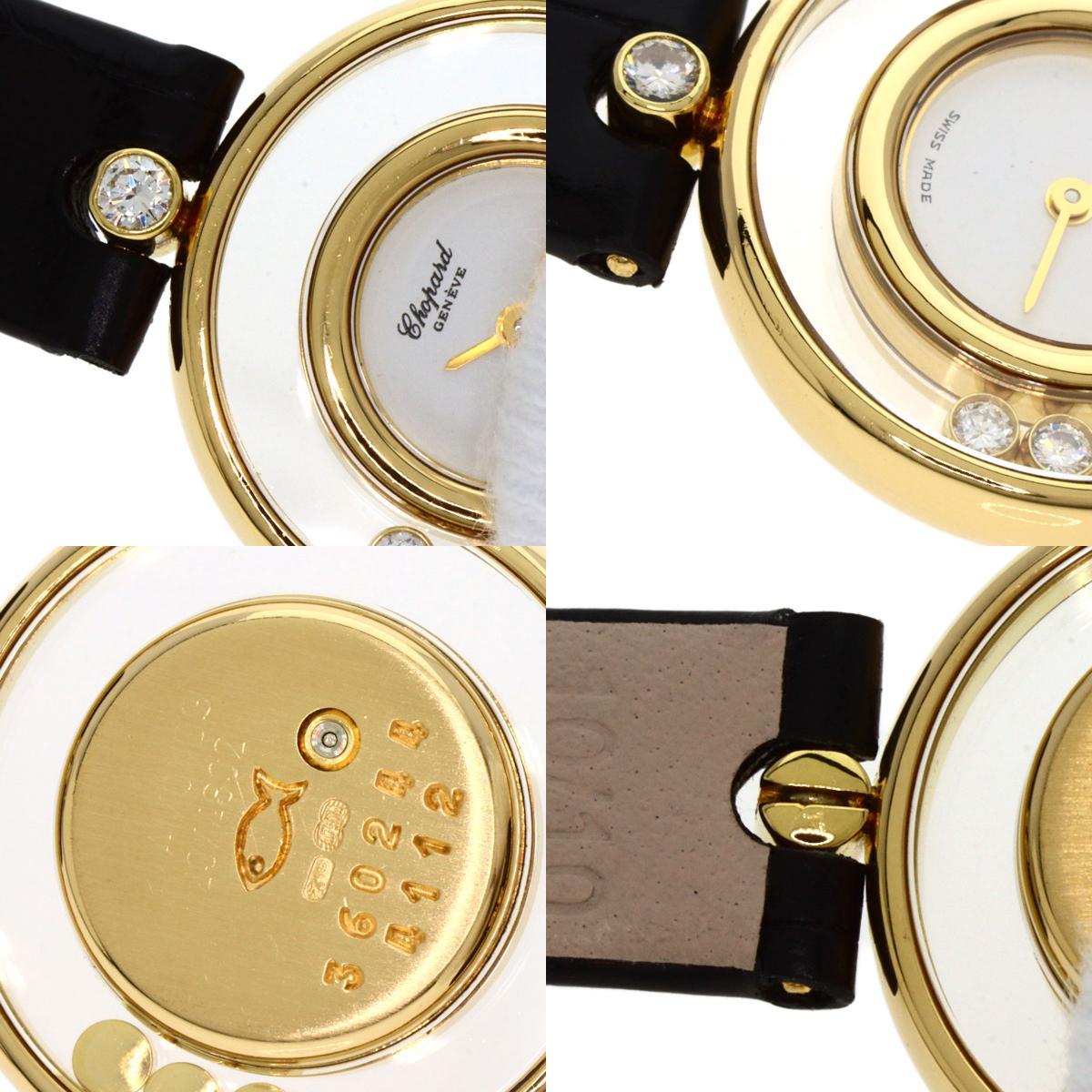Chopard Chopard 20/4802 happy бриллиант наручные часы K18 желтое золото кожа женский б/у 