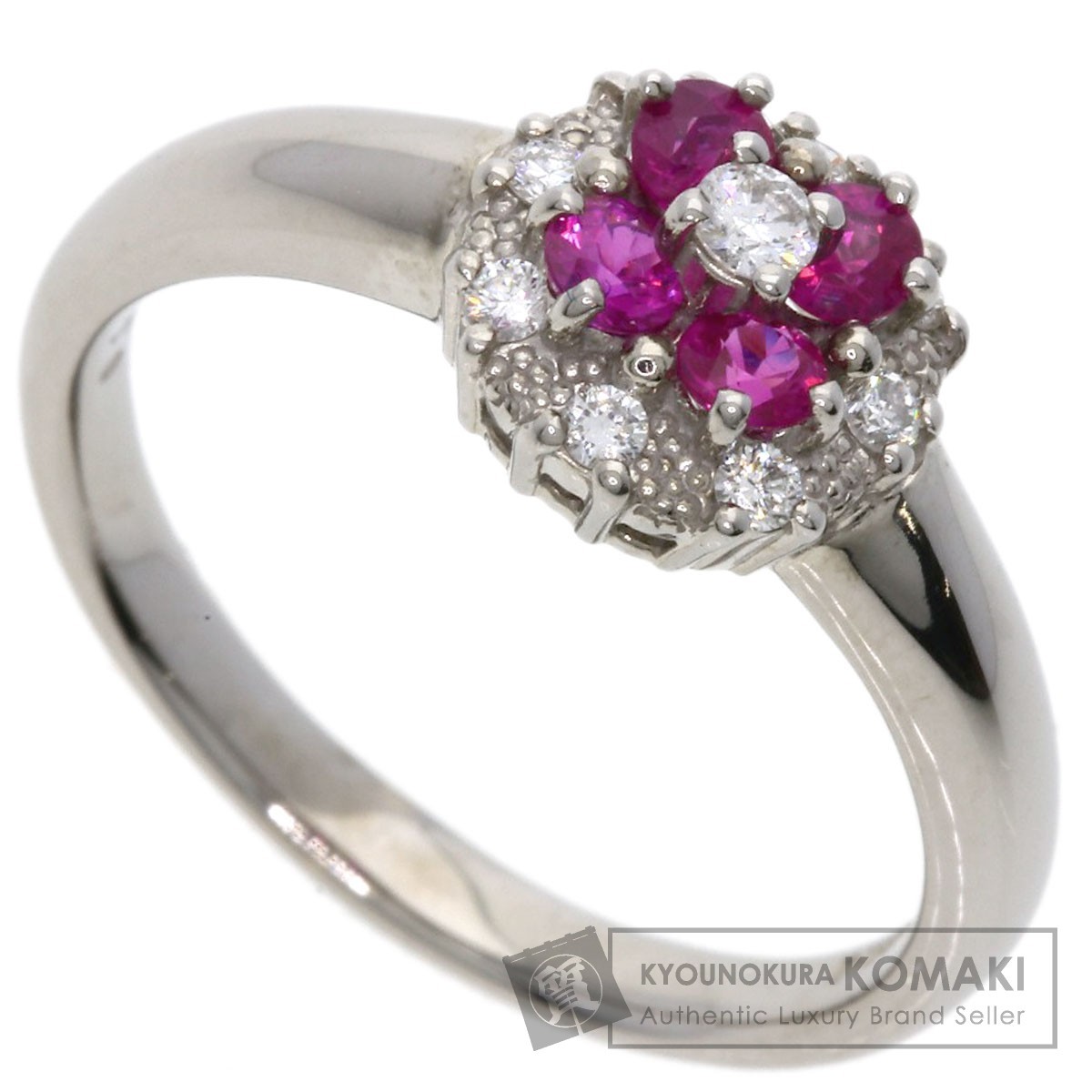 Звездные ювелирные ювелирные украшения рубиновые бриллиантовые кольцо / кольцо K18 белые золотые дамы используются