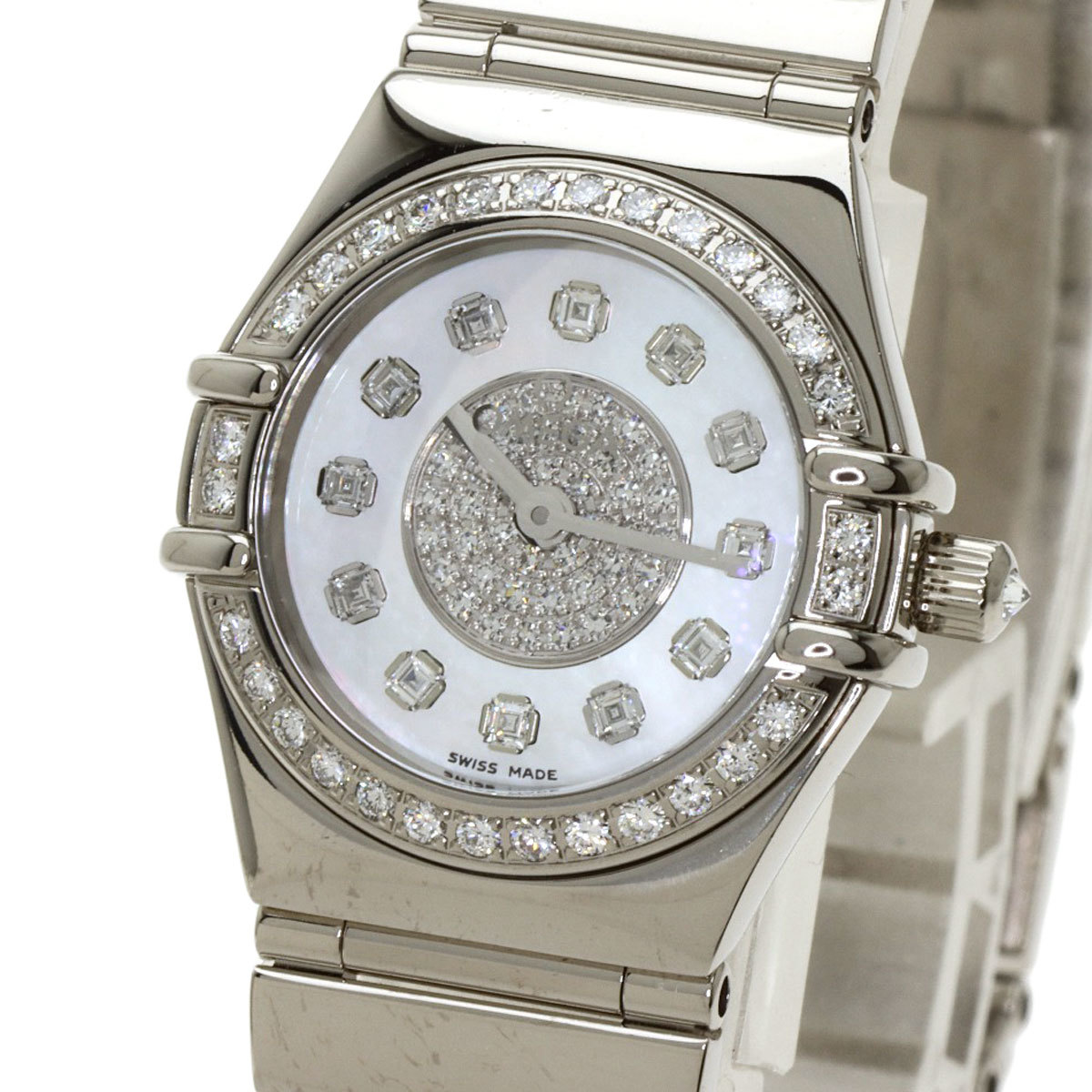 OMEGA オメガ コンステレーション ダイヤモンドベゼル 腕時計 K18ホワイトゴールド K18WG ダイヤモンド レディース 中古_画像3